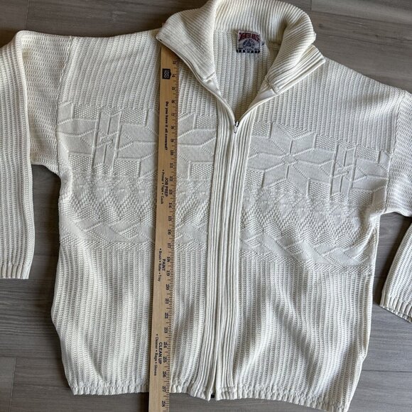 Vintage 90s Sweater House Cardigan Sweater White Cream Men's Size XL Made In USA - Picture 4 of 9